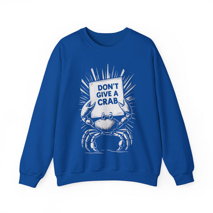 Don't Give A Crab! - Playful White Stencil Crab Holding A Sign Sweatshirt