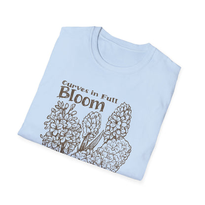 Curves in Full Bloom - Monochrome Golden Floral T-Shirt