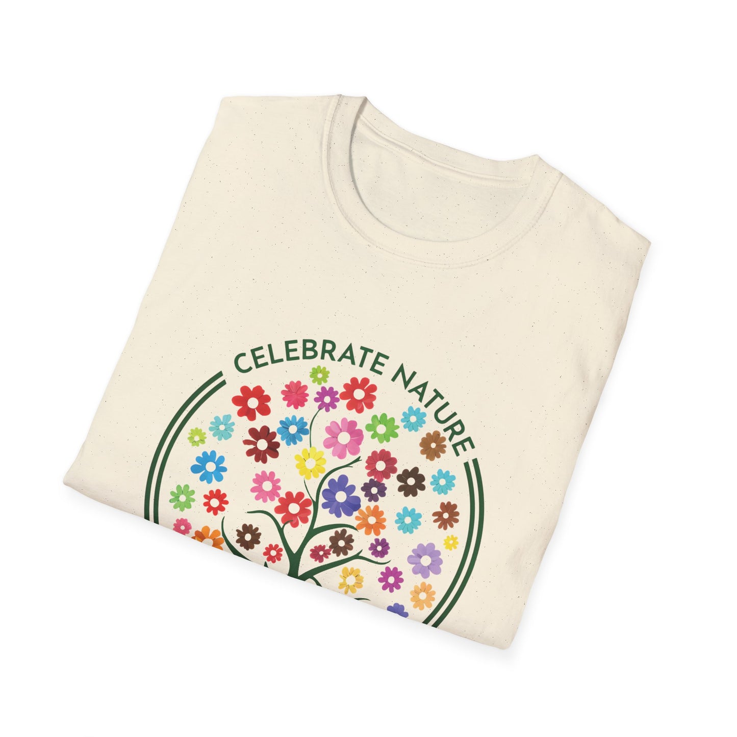 Celebrate Nature With Every Petal  - Logo Style Colorful Tree with Flowers T-Shirt