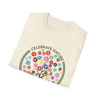 Celebrate Nature With Every Petal  - Logo Style Colorful Tree with Flowers T-Shirt