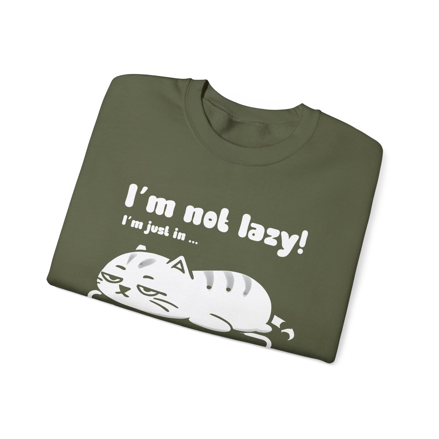 I'm not lazy, I'm Just In Energy Saving Mode - Playful Silhouette Cat On Battery Sweatshirt