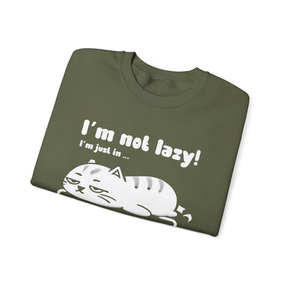 I'm not lazy, I'm Just In Energy Saving Mode - Playful Silhouette Cat On Battery Sweatshirt