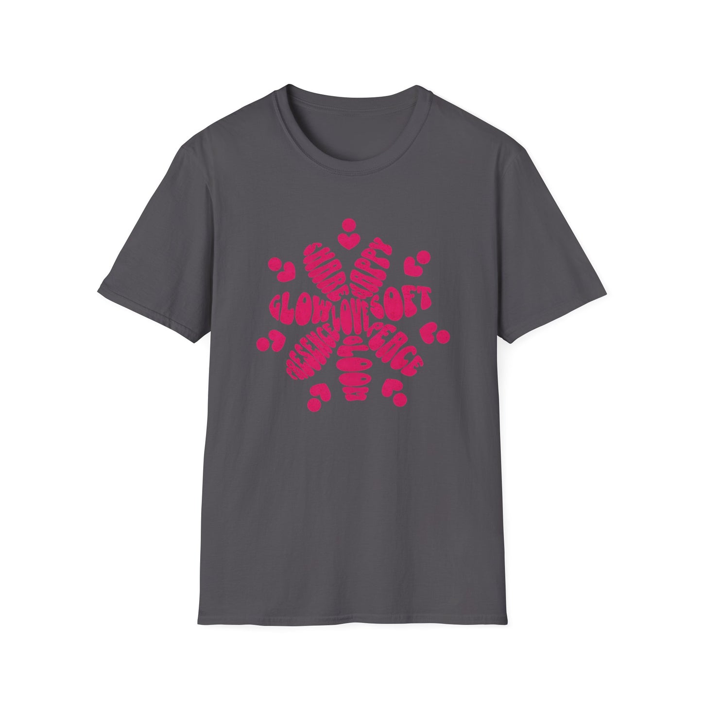 Love is T-Shirt - Vibrant Pink Flower Shape Typography  Design