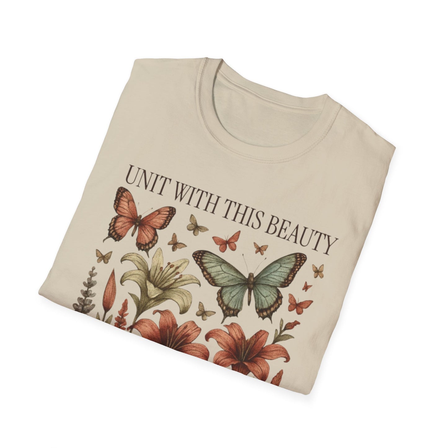 Unit With This Beauty - Vintage Flowers and Butterflies T-Shirt
