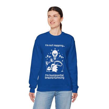 I'm Not Napping, I'm Horizontal Brainstorming - Playful Silhouette Sweatshirt