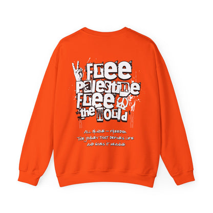 Free Palestine Free The World - Monochrome Graffiti Sweatshirt