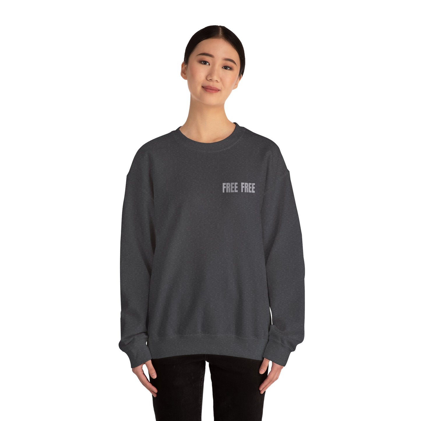 Free Free Free Palestine - Monochrome Metallic-like Style Typography  Front and Back Design Sweatshirt