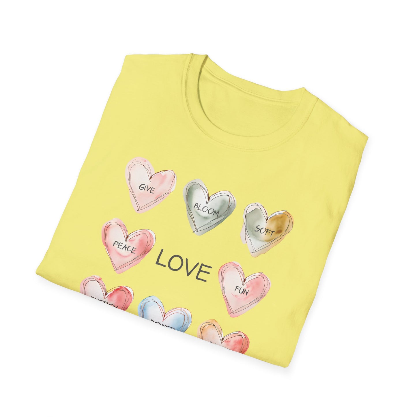 Love Is - Watercolor Hearts Grid With Text T-Shirt