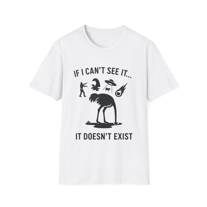 If I Can Not See It, It Does Not Exist - Playful Silhouette Ostrich With Head In Sand And Chaos