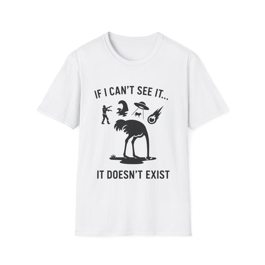 If I Can Not See It, It Does Not Exist - Playful Silhouette Ostrich With Head In Sand And Chaos