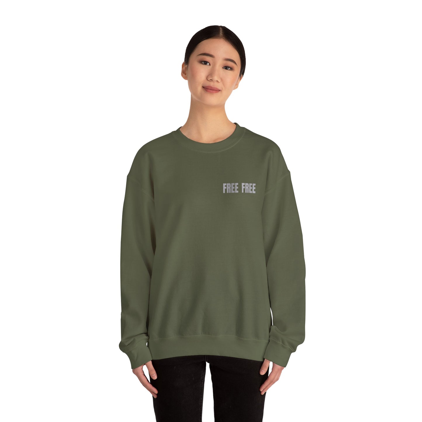 Free Free Free Palestine - Monochrome Metallic-like Style Typography  Front and Back Design Sweatshirt