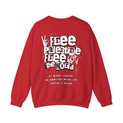 Free Palestine Free The World - Monochrome Graffiti Sweatshirt
