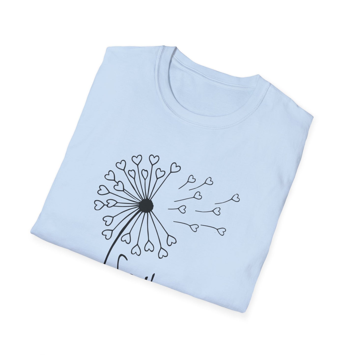So (Sow) much love T-Shirt -Minimalistic Dandelion with Heart Shapes Design
