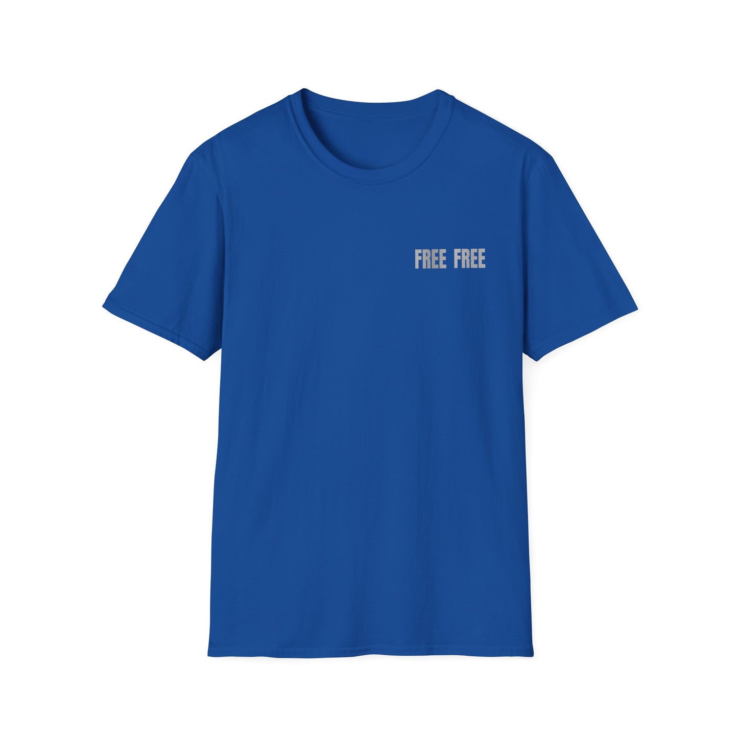 Free Free Free Palestine - Monochrome Metallic-like Style Typography  Front and Back Design T-Shirt