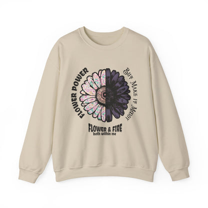 Flower Power but Make it Moody - Symmetrical Flower of Contrasting Design Sweatshirt