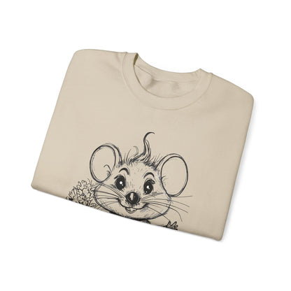 Have A Mice-Day - Playful Mouse Holding Flowers Sweatshirt