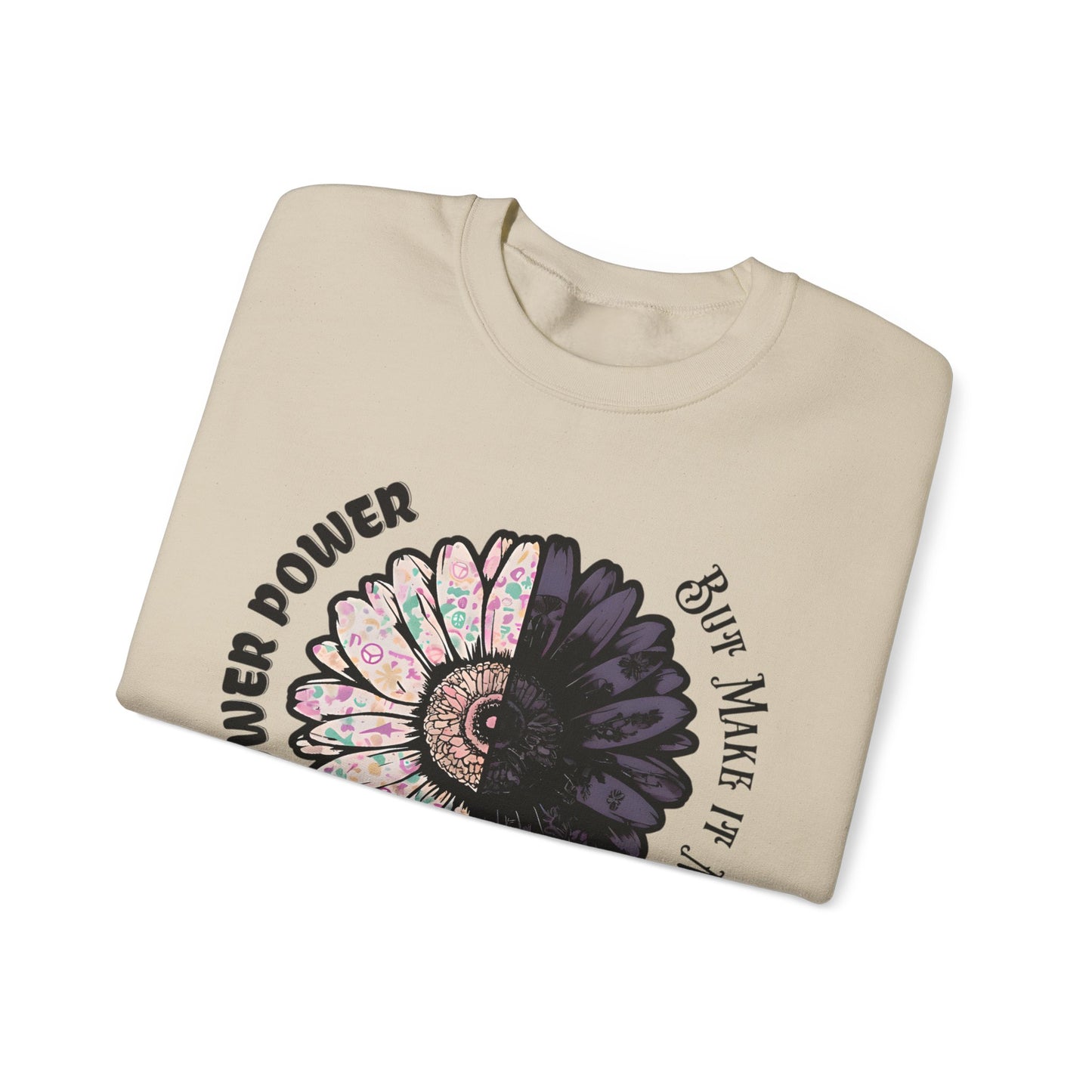 Flower Power but Make it Moody - Symmetrical Flower of Contrasting Design Sweatshirt