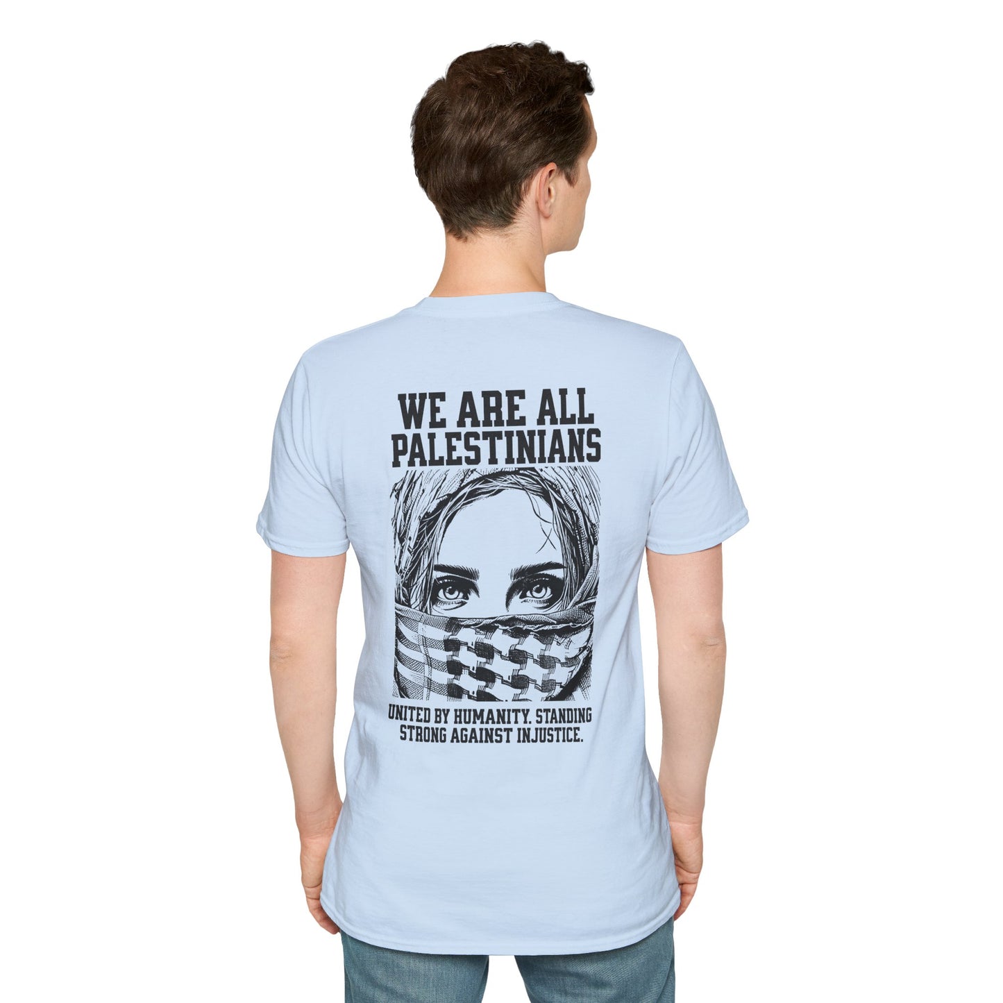 We Are All Palestinians - Front And Back Women's Face Design T-Shirt
