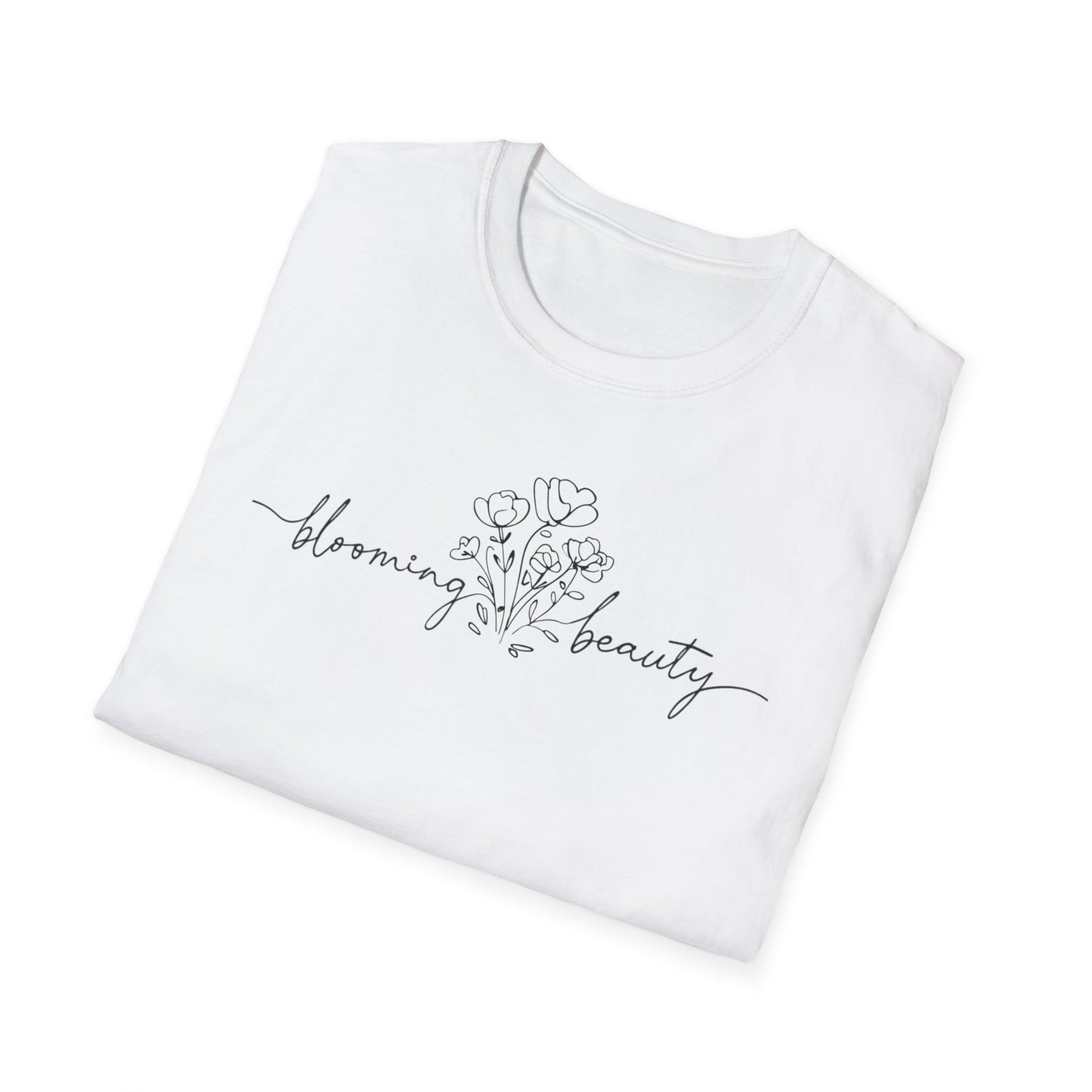 Blooming Beauty T-Shirt - Minimalistic Floral Hand Sketch Style Typography Design