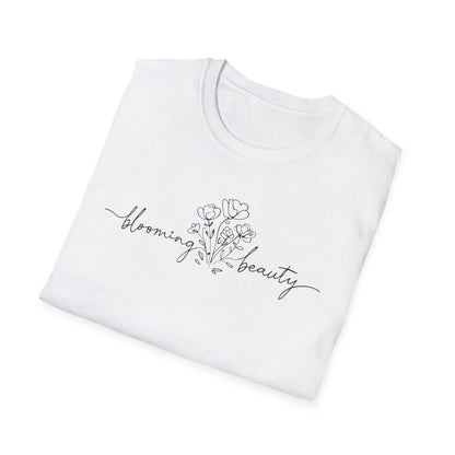 Blooming Beauty T-Shirt - Minimalistic Floral Hand Sketch Style Typography Design
