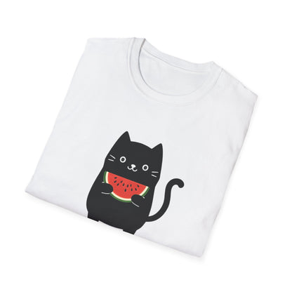 Watermeowlon Kitty T-Shirt - Cat Silhouette with Colorful Watermelon slice Design