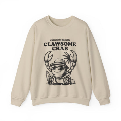 Crabsolutely Adorable Clawsome Crab - Playful Cartoon Crab With Sunglasses And Palm Tree  Sweatshirt