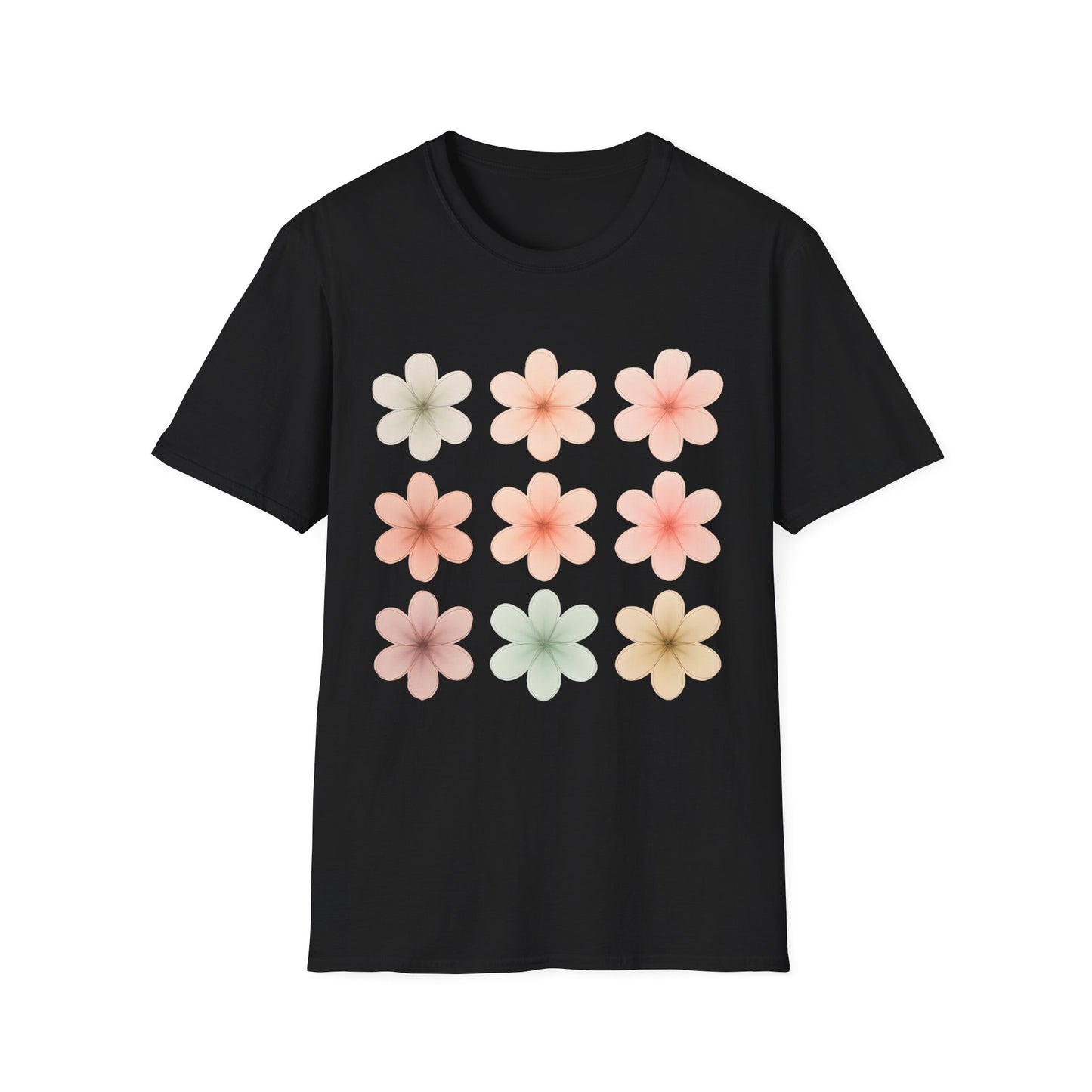 Soft Pastel Flowers Grid T-Shirt
