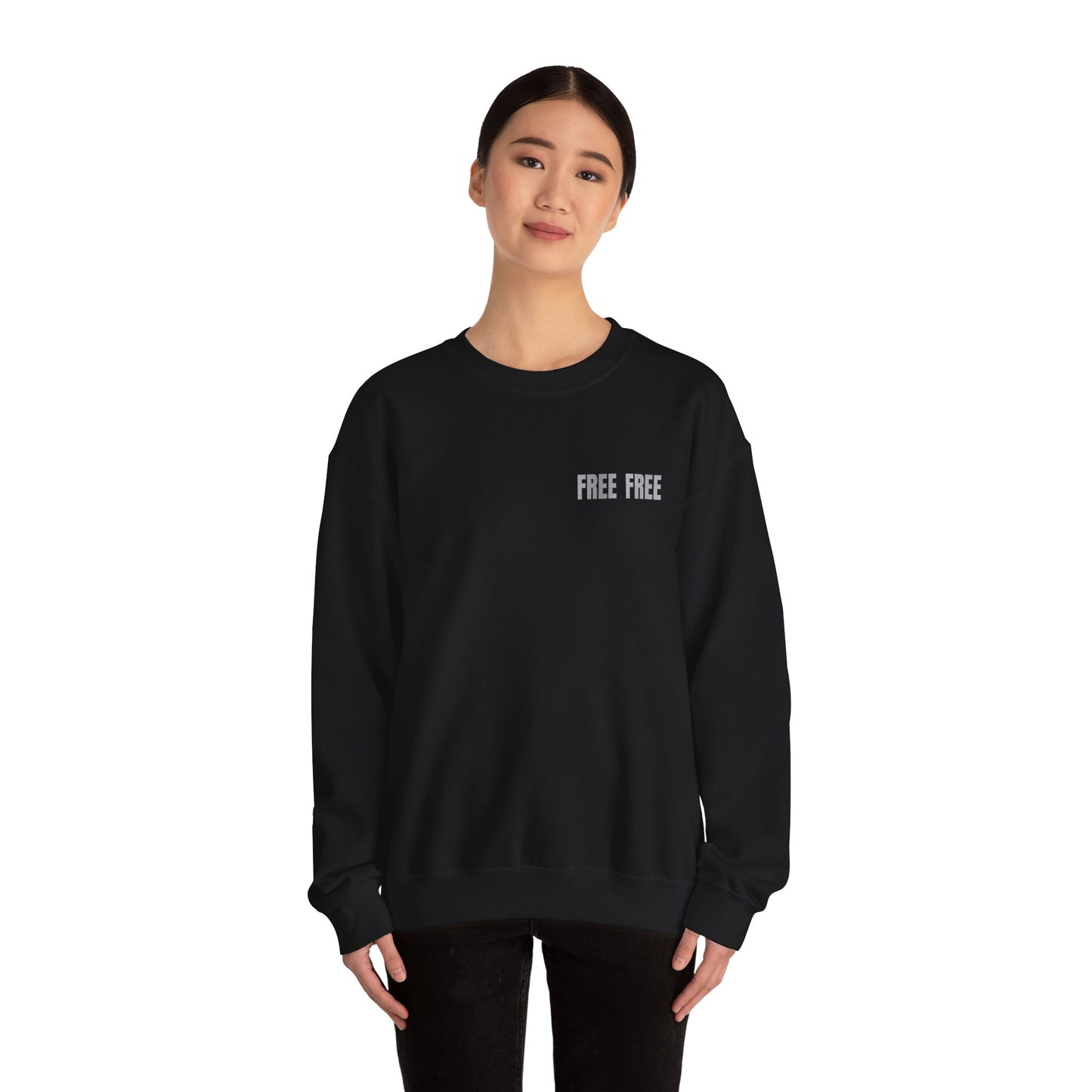 Free Free Free Palestine - Monochrome Metallic-like Style Typography  Front and Back Design Sweatshirt
