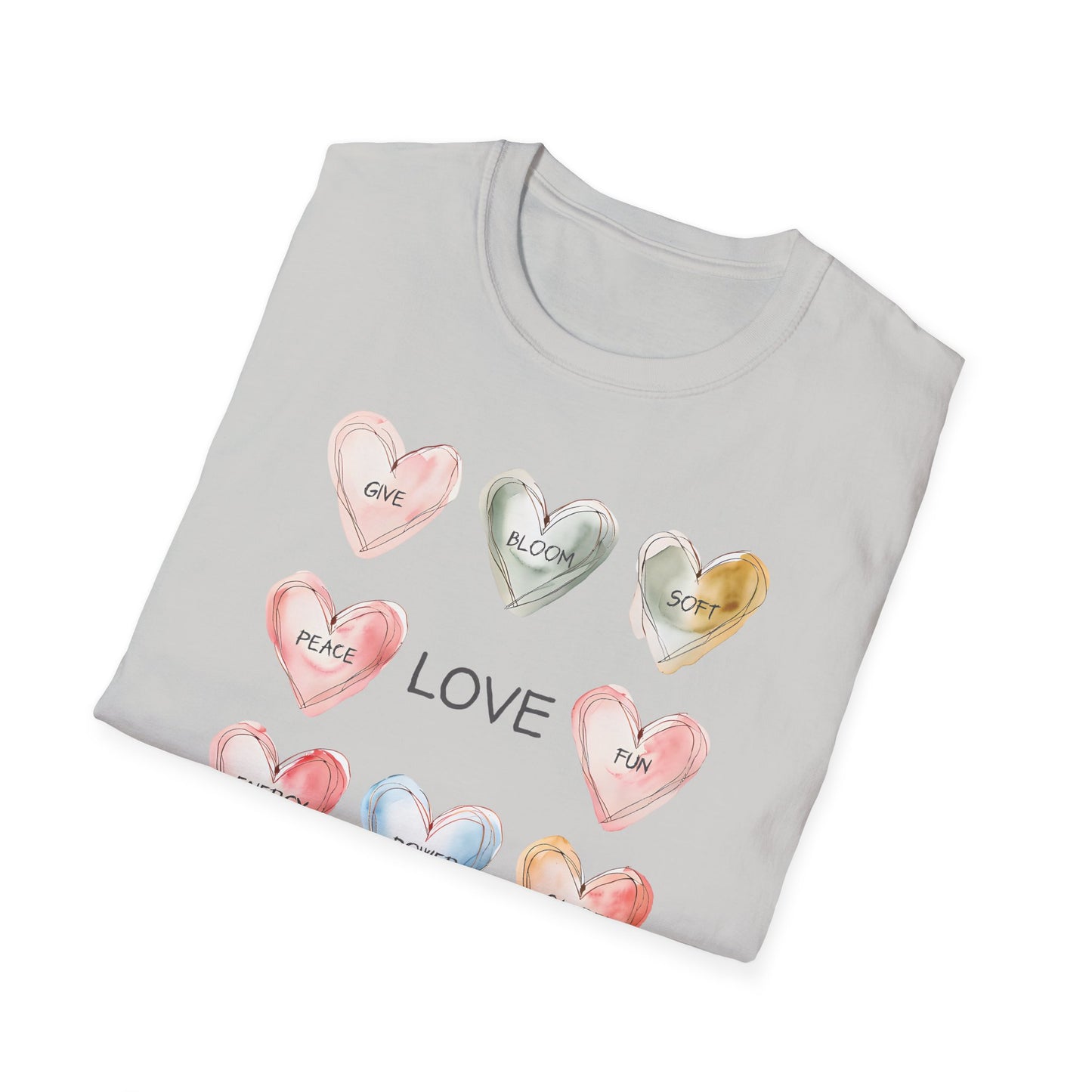Love Is - Watercolor Hearts Grid With Text T-Shirt