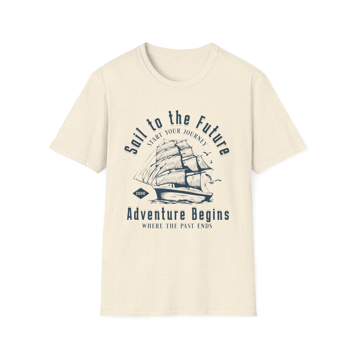 Sail to the Future - Monochrome Ship Landscape T-Shirt