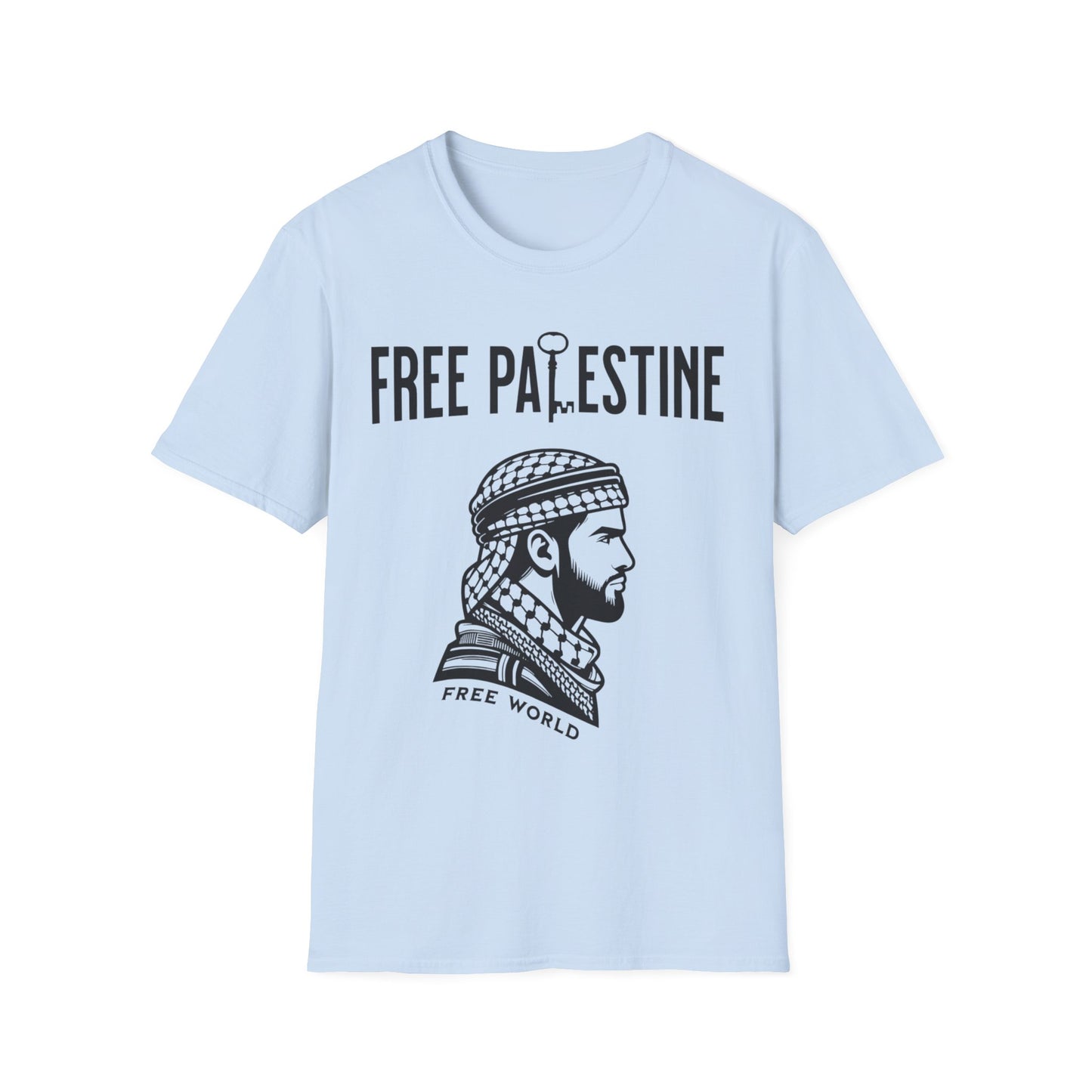 Free Palestine Free World - Man Wearing Palestinian Kuffiyah