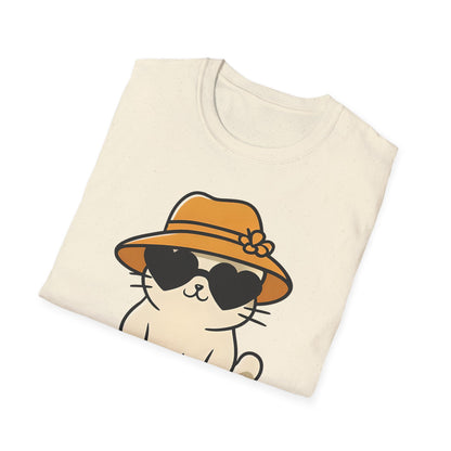 So Cool - Minimalistic Silhouette Kitten With Hat and Sunglasses T-Shirt