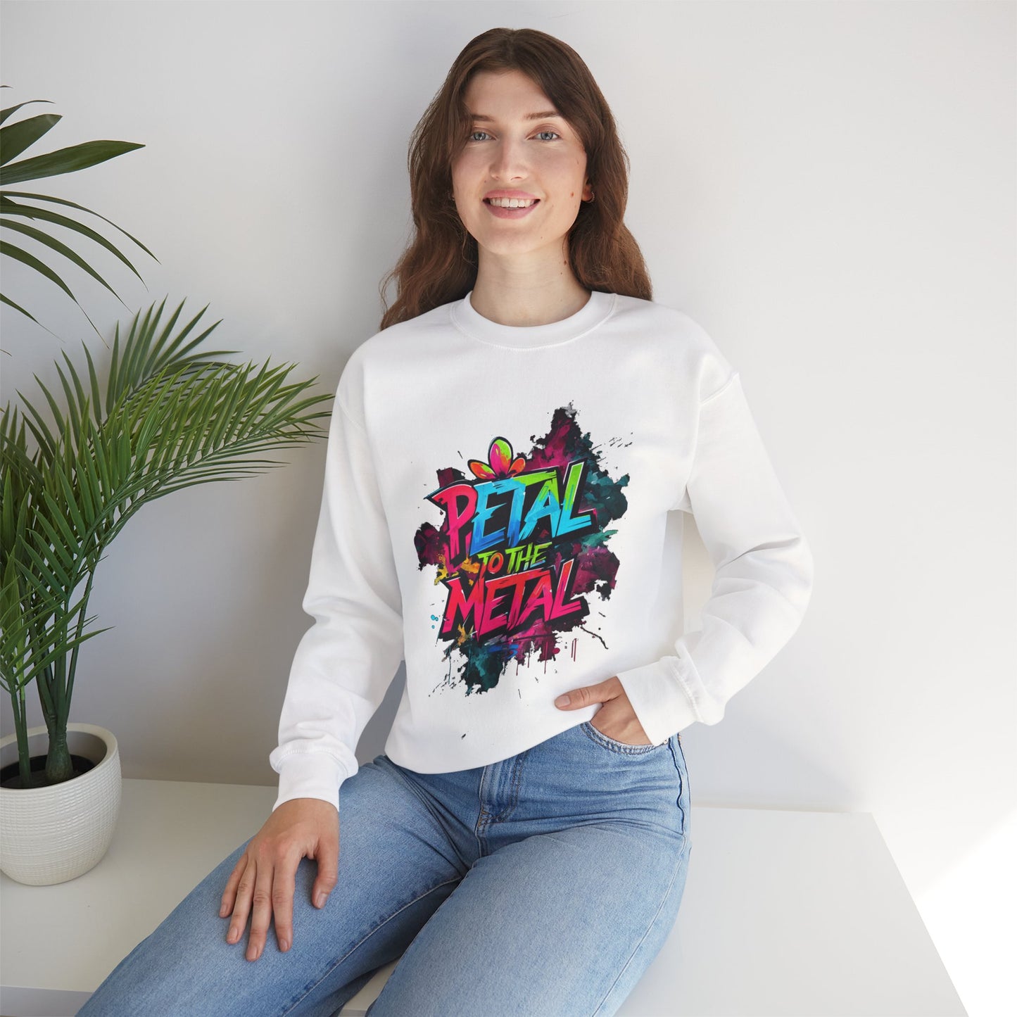 Petal To The Metal – Playful Vibrant Graffiti Typography Sweatshirt