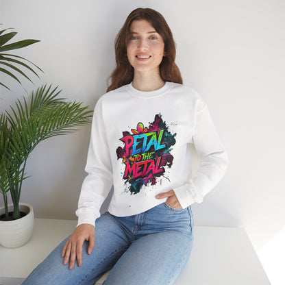 Petal To The Metal – Playful Vibrant Graffiti Typography Sweatshirt