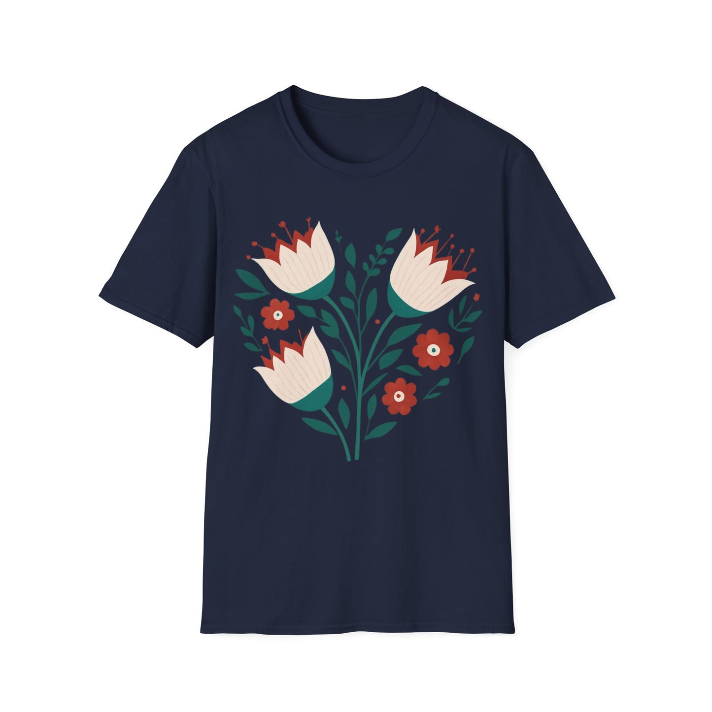 Heart Boho Flowers Minimalistic T-Shirt Design