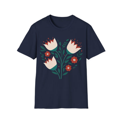Heart Boho Flowers Minimalistic T-Shirt Design