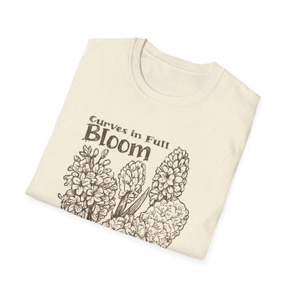 Curves in Full Bloom - Monochrome Golden Floral T-Shirt