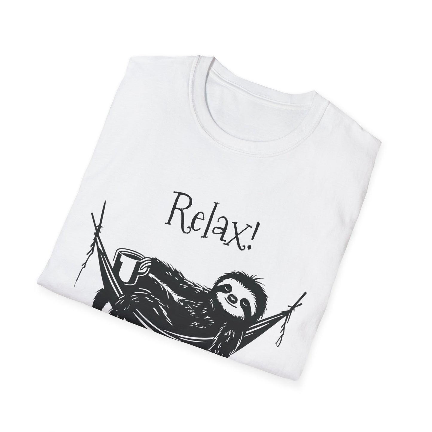 Relax, We Are All Crazy, It Is Not A Competition - Minimalistic Sloth Silhouette In Hammock With Coffee T-Shirt