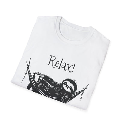 Relax, We Are All Crazy, It Is Not A Competition - Minimalistic Sloth Silhouette In Hammock With Coffee T-Shirt