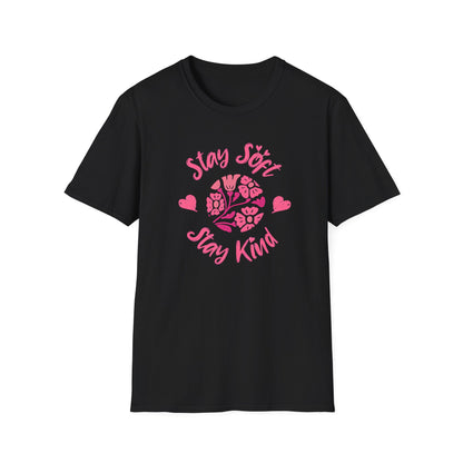 Stay Soft Stay Kind - Vibrant Boho Pink Flowers T-Shirt