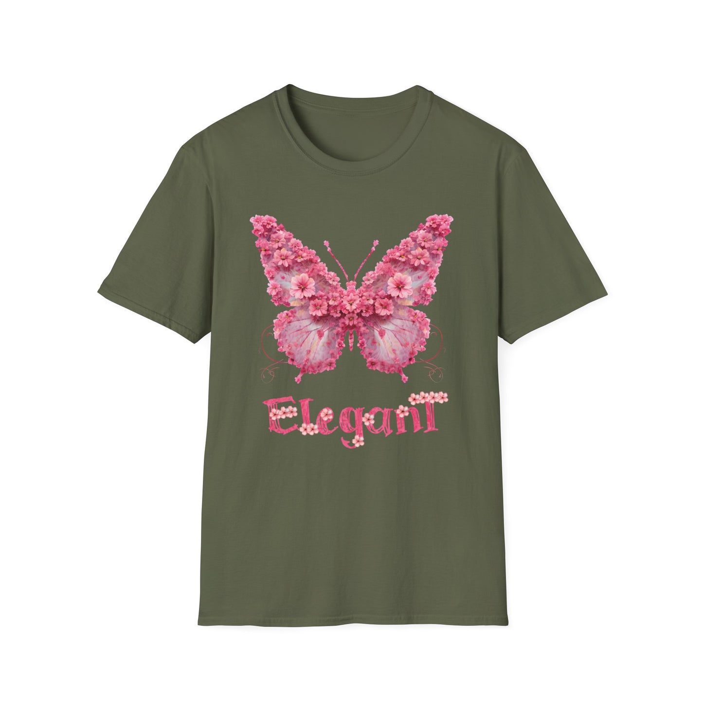 Elegant Floral Butterfly T-Shirt – Whimsical Design