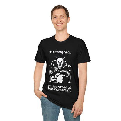 I'm Not Napping, I'm Horizontal Brainstorming - Playful Silhouette T-Shirt
