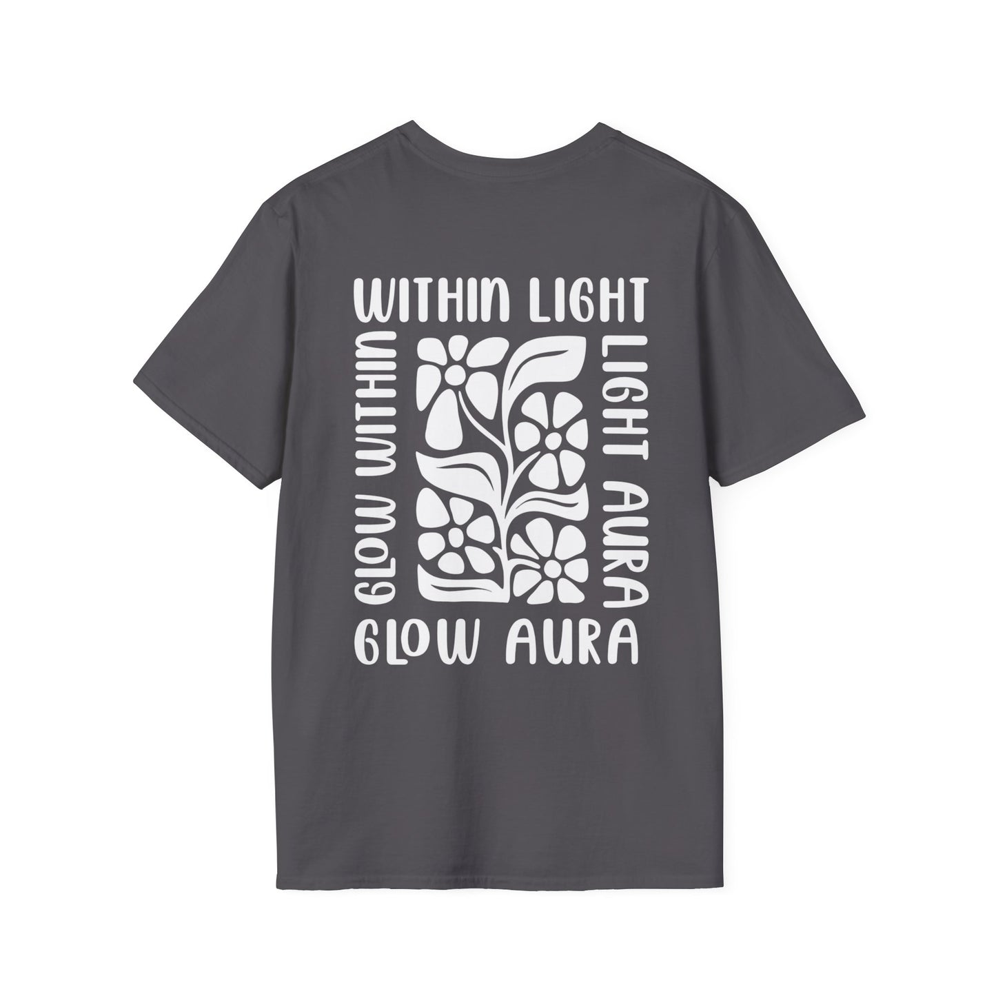 Light Aura White Boho Style Floral T-Shirt - Front And Back Design