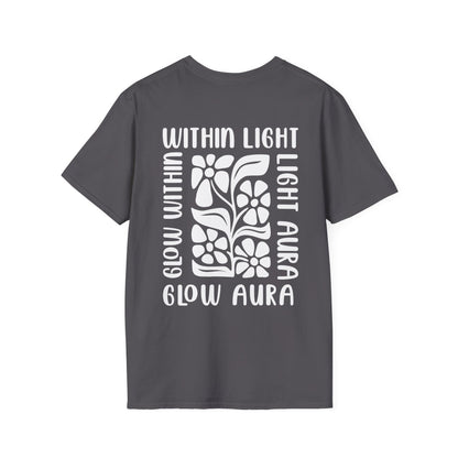 Light Aura White Boho Style Floral T-Shirt - Front And Back Design
