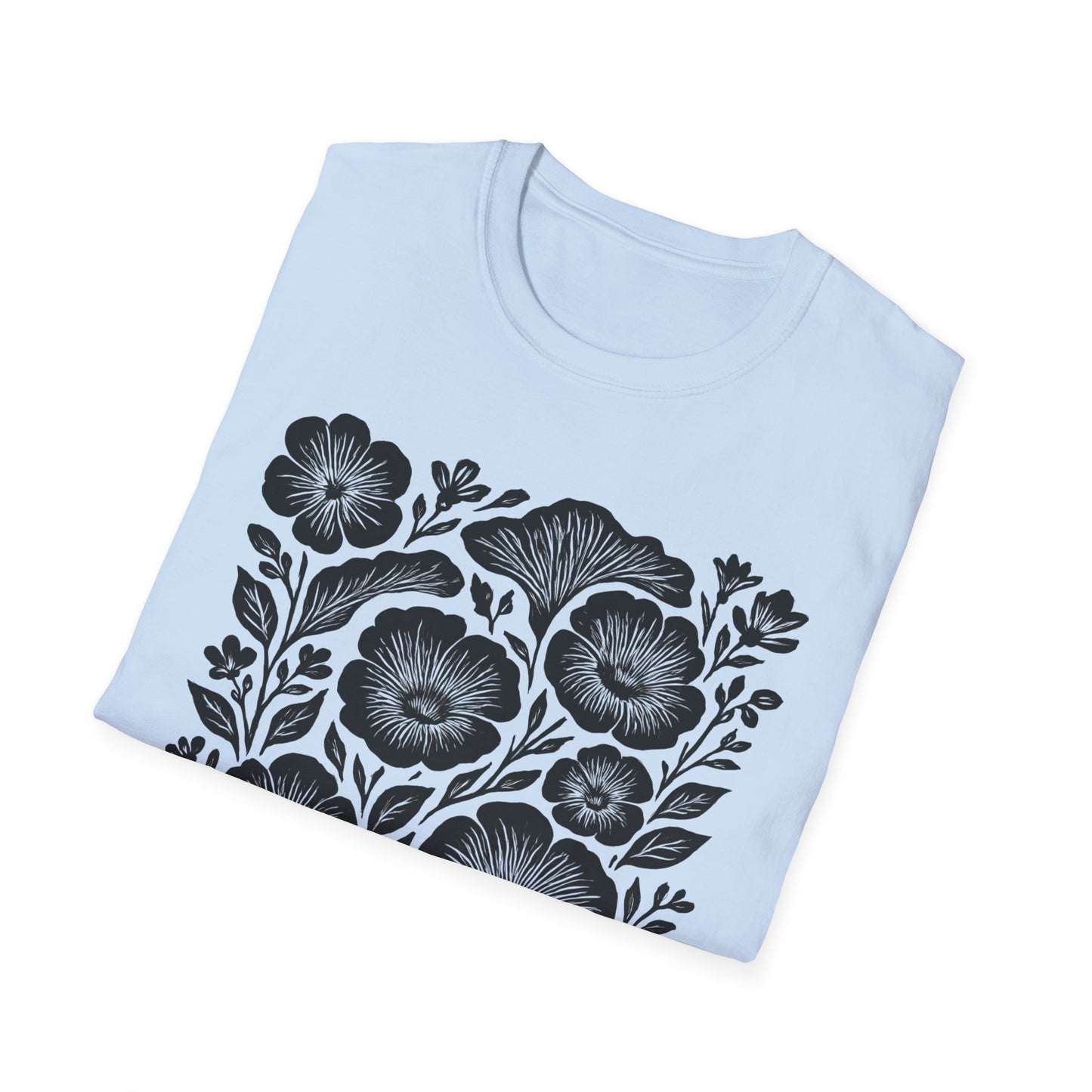 Monochrome Silhouette Cut-out Floral T-Shirt