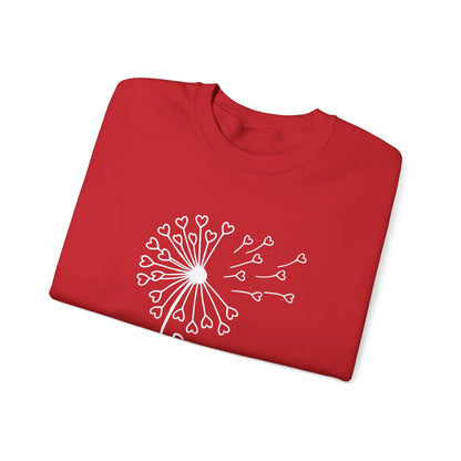 So (Sow) much love - Playful Minimalistic Dandelion with Heart Shapes Sweatshirt