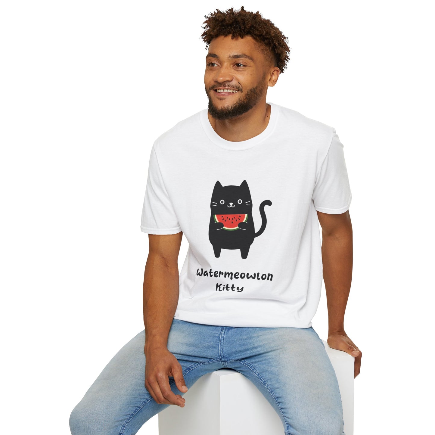 Watermeowlon Kitty T-Shirt - Cat Silhouette with Colorful Watermelon slice Design