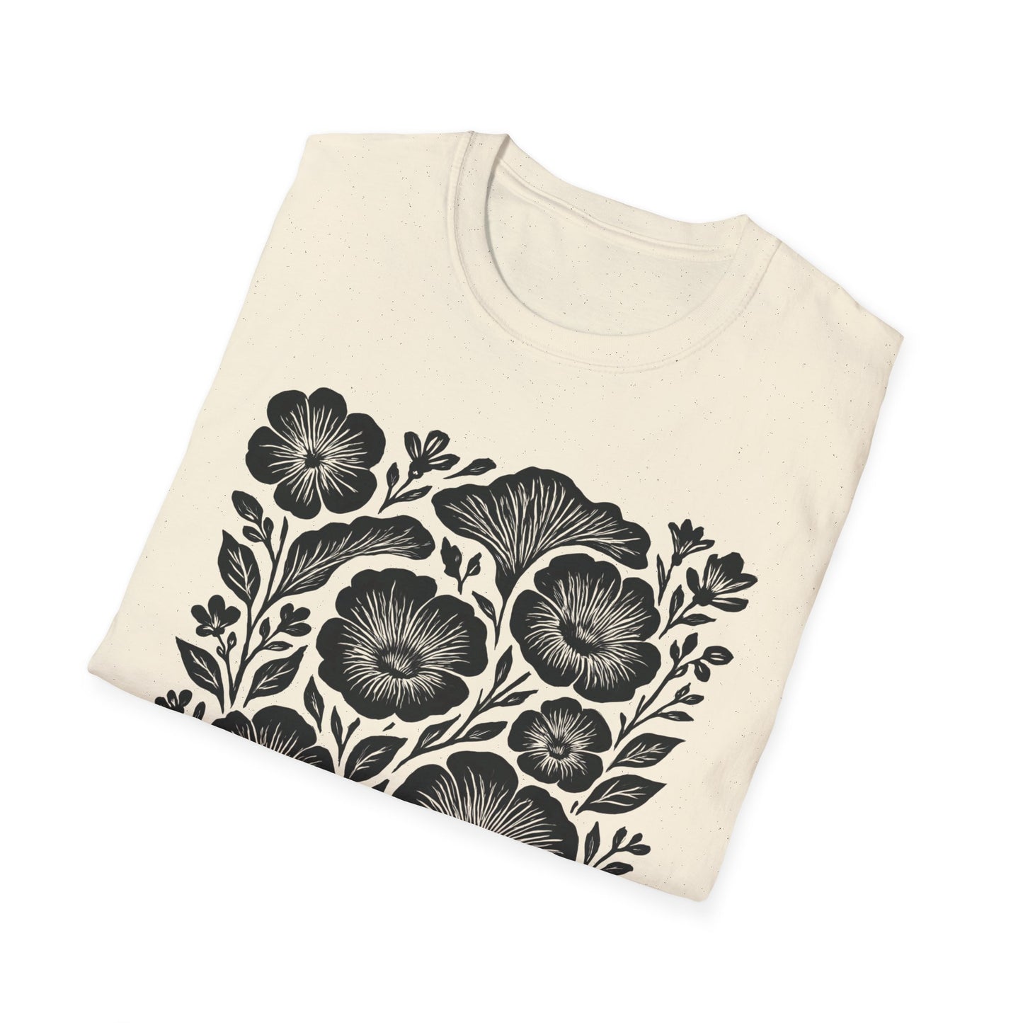 Monochrome Silhouette Cut-out Floral T-Shirt