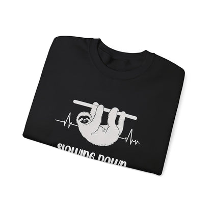 Slowing Down Is My Cardio - Sloth Silhouette With Heartbeat Playful Sweatshirt