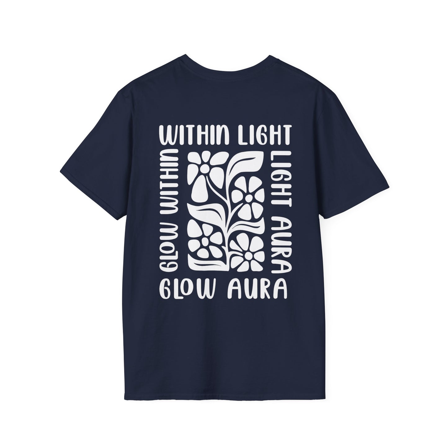 Light Aura White Boho Style Floral T-Shirt - Front And Back Design